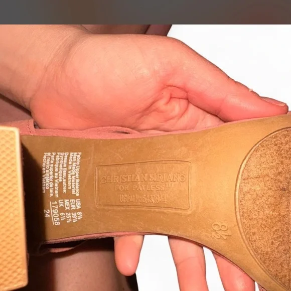 Christian Siriano Blush Pink Suede Double-Ankle Strap Block Heel - Size 8.5 - Picture 3 of 6